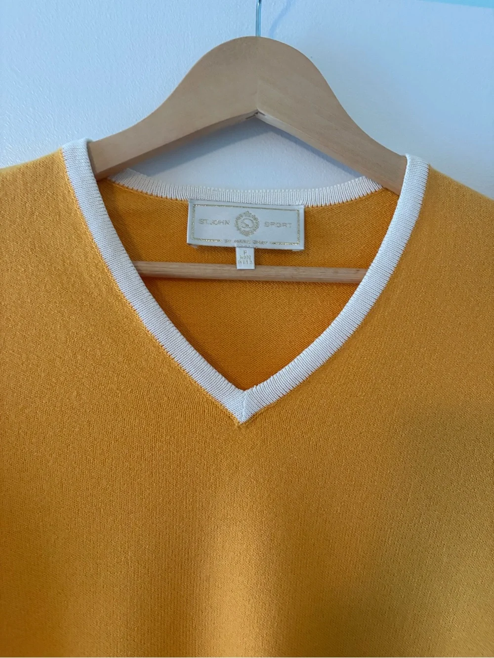 St. John Sport by Marie Gray Size S Golden Yellow Santana Knit Sweater Cutouts - Picture 4 of 8